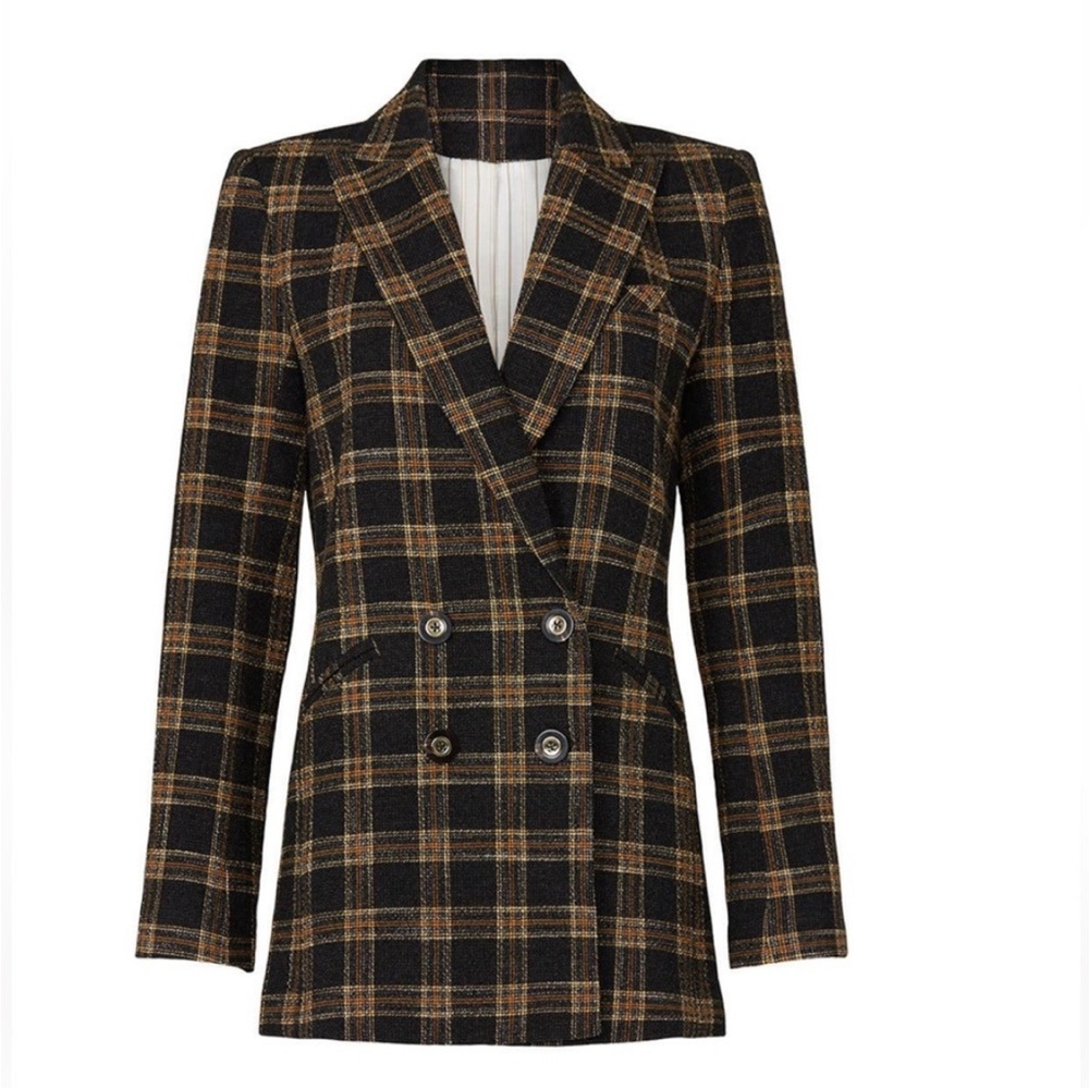 $750 Veronica Beard Oria Plaid Dickey wool blazer Jacket - Size 6